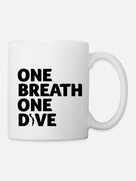 One Breath One Dive IV Apnoetaucher Freediving - Tasse - Weiß