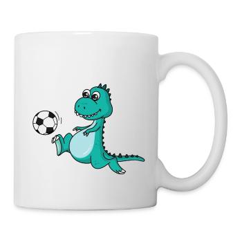 Dino Fussball süß -Kind Geschenk - Tasse - Weiß - Rechts