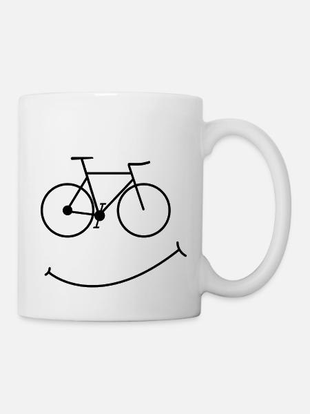 Fahrrad Lächeln Smiley Bike Hobby Geschenk Rad - Tasse - Weiß
