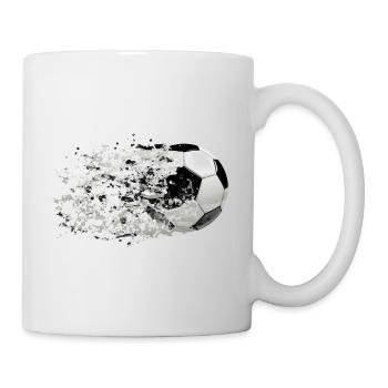 51 Fußball Ball fliegt Spritzer Splash Farbkleckse - Tasse - Weiß - Rechts