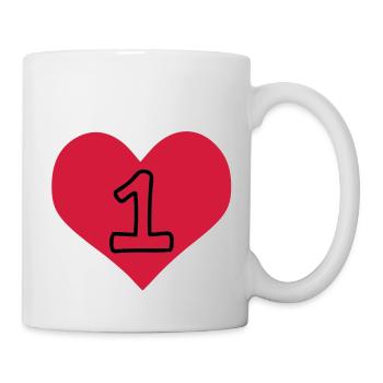 Anzahl 1 & Herz - Tasse - Weiß - Rechts