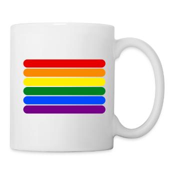 Rainbow Stripes || LGBT lesbian gay bisexual trans - Mug - white - Right