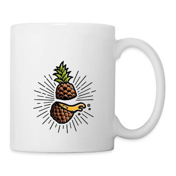 Ananas (heller Hintergrund) - Tasse - Weiß - Rechts