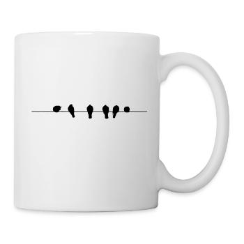 Vögel auf Leitung - Tasse - Weiß - Rechts