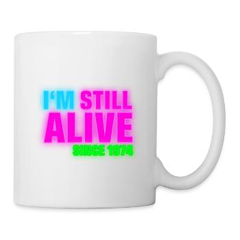 NEON - Birthday - still alive since 1974 (uk) - Mug - white - Right