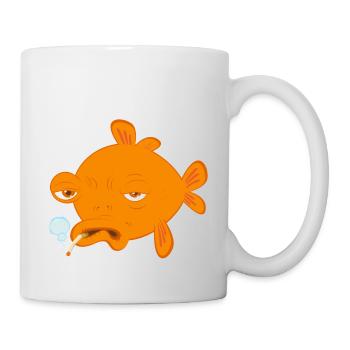 goldfisch raucht - Tasse - Weiß - Rechts