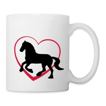 Fresian or Gypsie Cob type Horse with Heart - Mug - white - Right