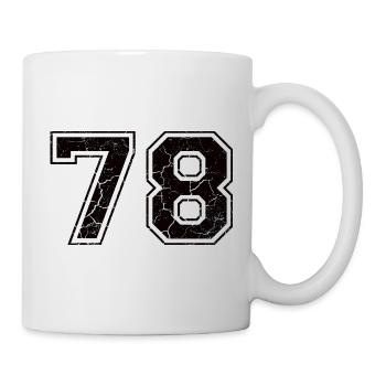 Zahl 78 im Vintage-Shabby-Chic - Tasse - Weiß - Rechts