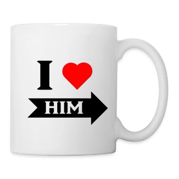 I love Him arrow right black - Mug - white - Right
