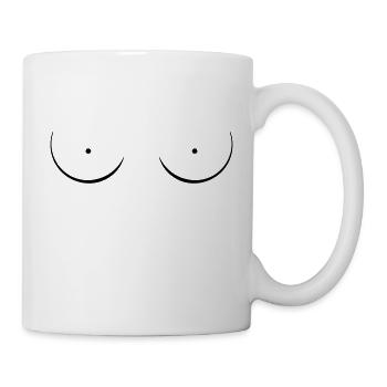 Tits, Brüste, Frauen-Shirt, Augen - Tasse - Weiß - Rechts