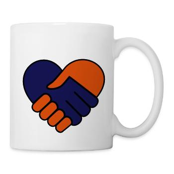 Hand in hand heart orange / red blue - Mug - white - Right