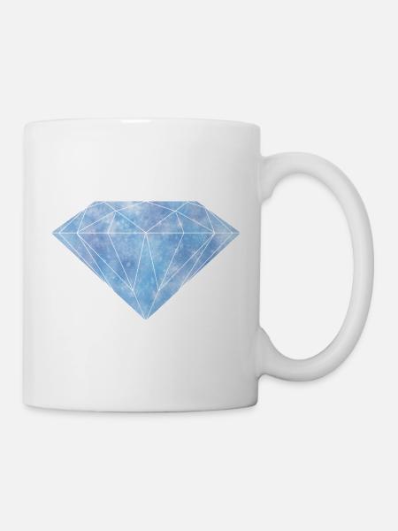 Blauer Diamant Kristall Edelstein - Tasse - Weiß