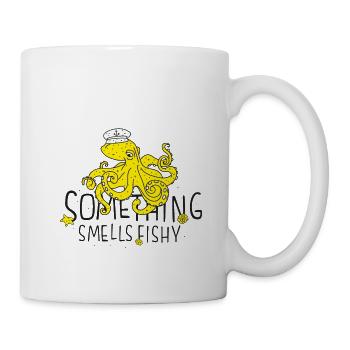 Squid. Octopus. Mer. Poissons. Capitaine. - Mug blanc - blanc - Droite