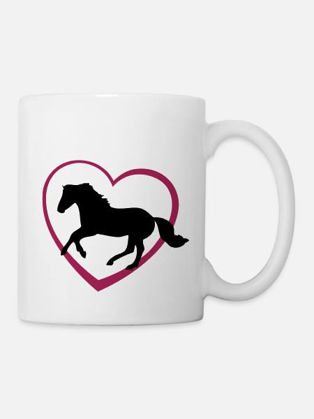 Cheval au galop avec coeur - Mug blanc - blanc