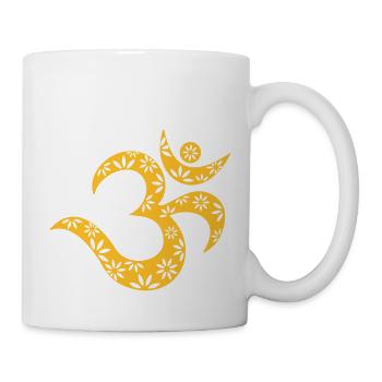OM Mantra Symbol, Blumen, Muster, Aum, Buddhismus, - Tasse - Weiß - Rechts