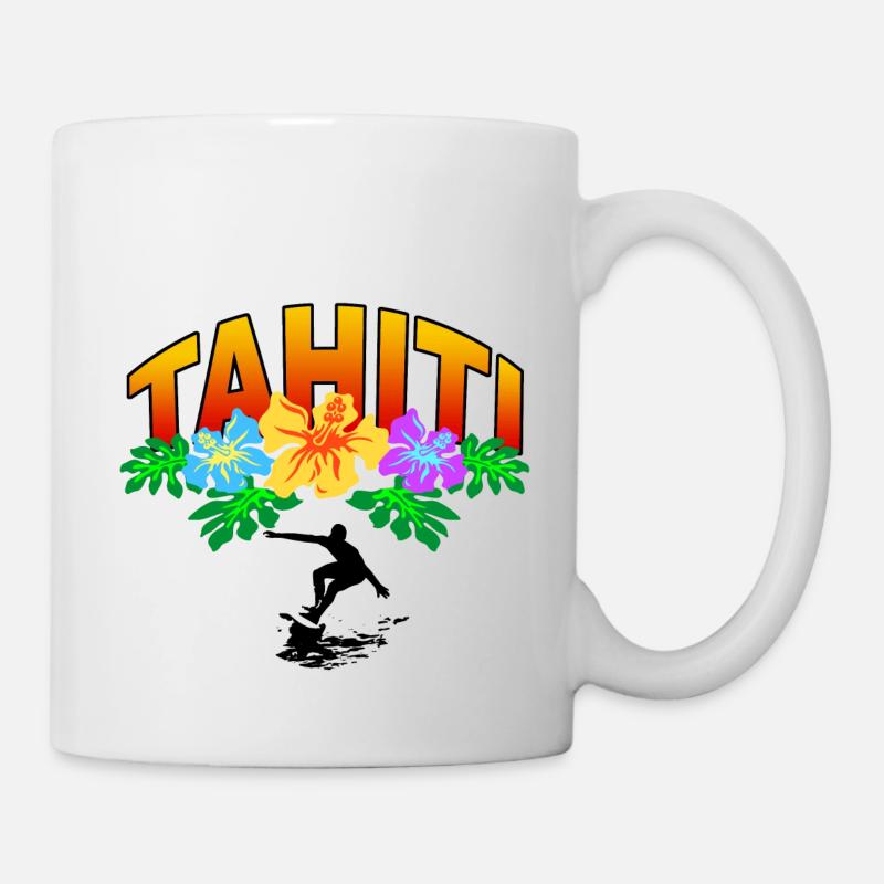 tahiti surfing - Mug blanc - blanc