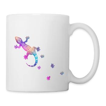 Gecko avec des traces de pas - Mug blanc - blanc - Droite