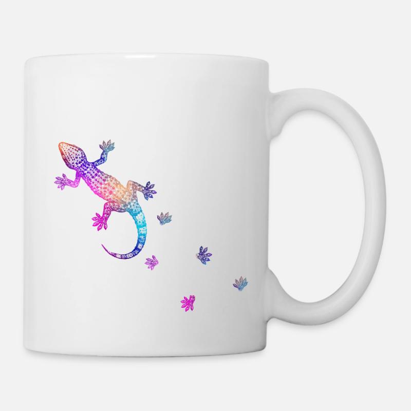 Gecko mit Fußspuren - Tasse - Weiß