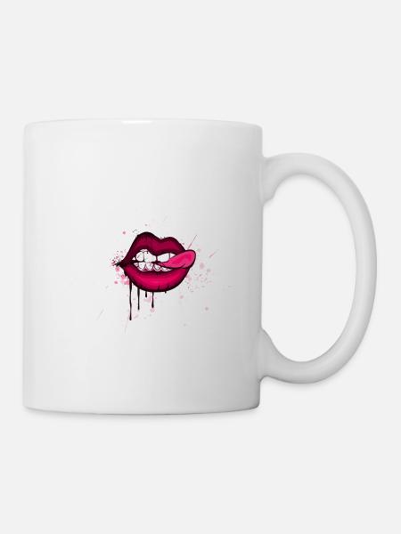 lippen - Tasse - Weiß