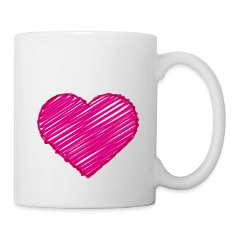Pinkes handgezeichnetes Herz - Tasse - Weiß - Rechts