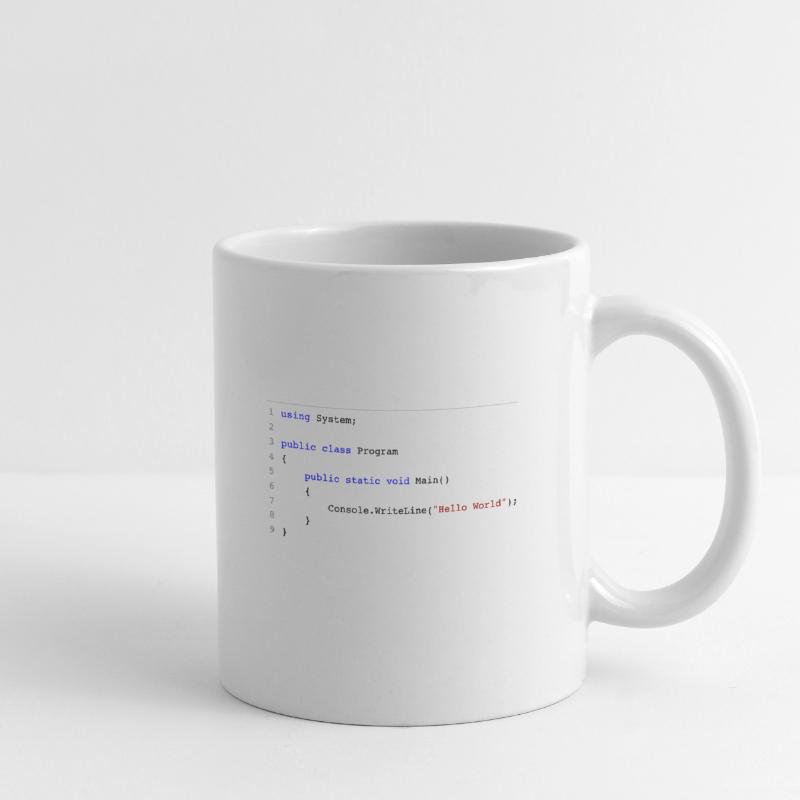 C # .NET Code Hello World Programmer Gift Mug blanc
