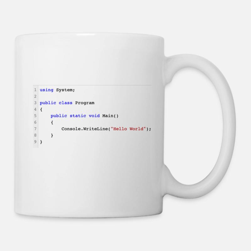C # .NET Code Hello World Programmer Gift - Mug - white