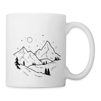 Montagnes Vintage avec forêt et étoiles brillantes - Mug blanc - blanc - Droite
