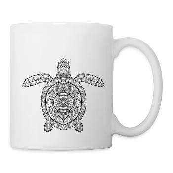 Schildkröte Mandala Turtle Kunst Abstrakt - Tasse - Weiß - Rechts