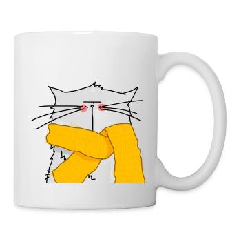 portrait d'un chat à écharpe - Mug blanc - blanc - Droite