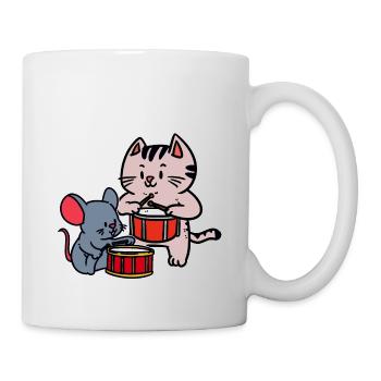 Musicians Mouse Drummer Kids Toddler Cat - Mug - white - Right