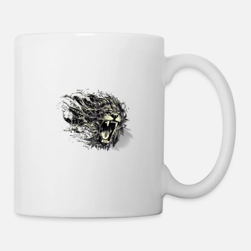 Schwarzer Löwe - Tasse - Weiß