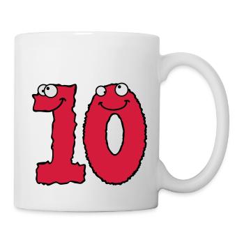 Lustiges 10 Zehn Comic Monster - Tasse - Weiß - Rechts