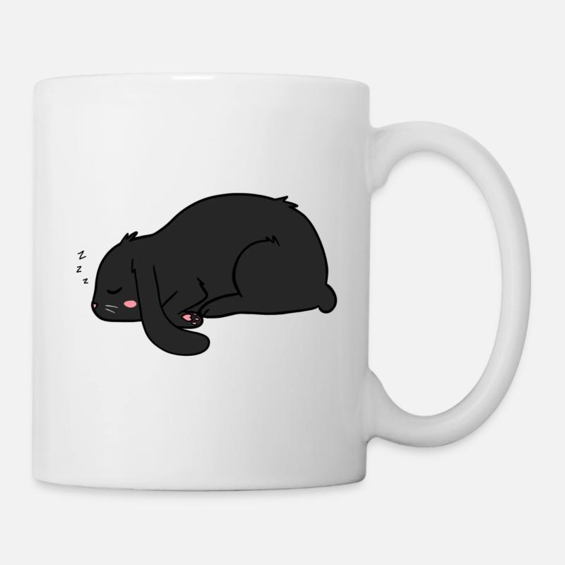 Lapin noir endormi - Mug blanc - blanc