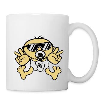 Bébé cool de lunettes de soleil signe de paix suce - Mug - white - Right
