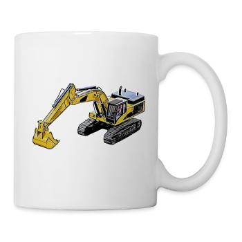Kettenbagger Bagger Farbig Schaufelbagger - Tasse - Weiß - Rechts