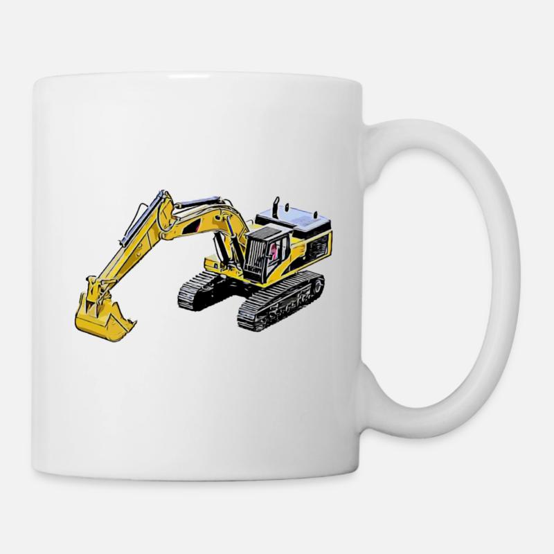 Excavatrice colorée par excavatrice de chenille - Mug blanc - blanc