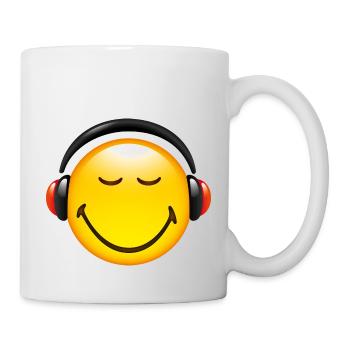 Smiley Glossy Headphones on - Mug - white - Right