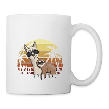 80er Retro Style No ProbLlama Faultier auf Hipster - Tasse - Weiß - Rechts