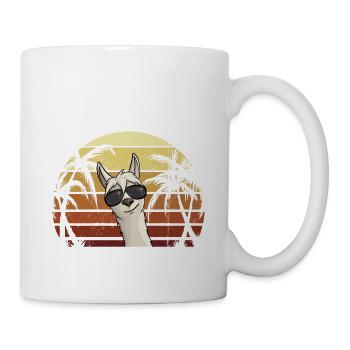 80er Retro Style Alpaka mit Sonnenbrille Hipster L - Tasse - Weiß - Rechts