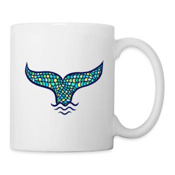 Seejungfrau, Fischflosse, Walflosse, Meerjungfrau - Tasse - Weiß - Rechts