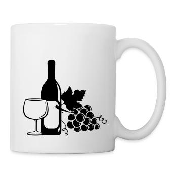 wine bottle grapes - Tasse - Weiß - Rechts