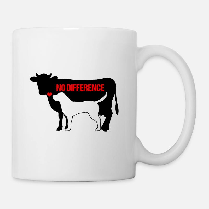 No Difference Hund Kuh Tiere Vegan Tierschutz - Tasse - Weiß