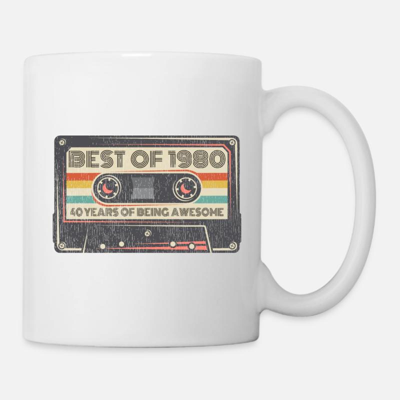 40e anniversaire 40 ans 1980 cassette à ruban rétro - Mug blanc - blanc