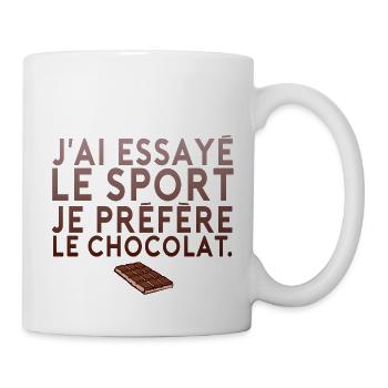 citation humour essayer sport chocolat tablette - Mug blanc - blanc - Droite