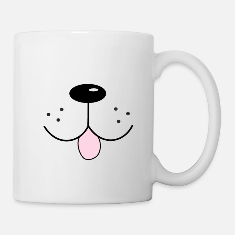 Visage de chien drôle avec nez, bouche et langue - Mug blanc - blanc
