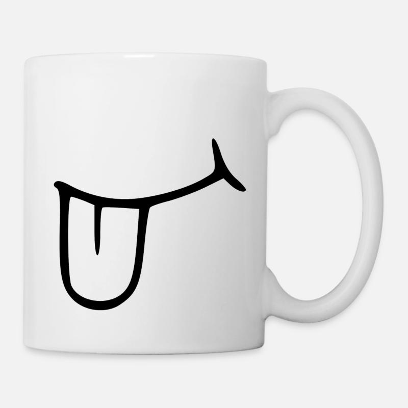 Rausgestreckte Zunge. Mund - Tasse - Weiß