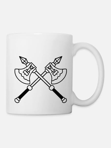 Gekreuzte Krieger Aexte - Tasse - Weiß