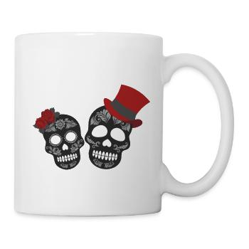schöne Muster Schädel Totenkopf bunte Stil - Tasse - Weiß - Rechts