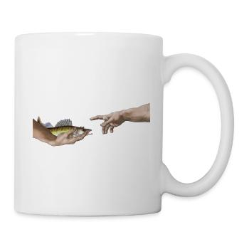 Zander predatory fish painting parody Michelangelo - Mug - white - Right