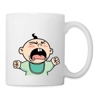 Crying baby cartoon roar screaming angry rage - Mug - white - Right